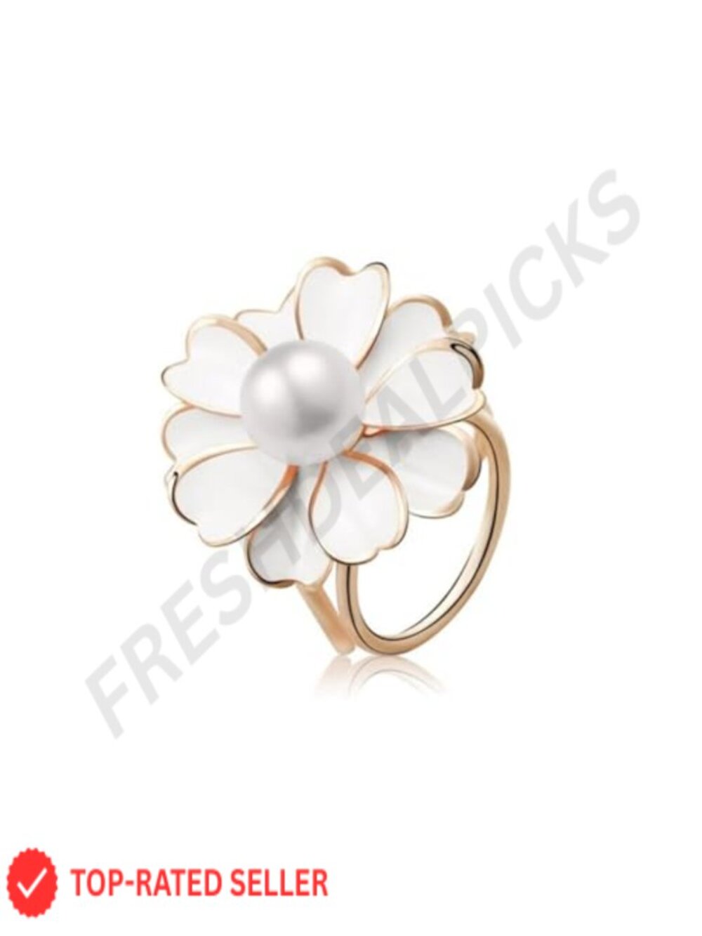 Flower Silk Scarf Clip Slides with Pearl Enamel Buckle Scarf Ring